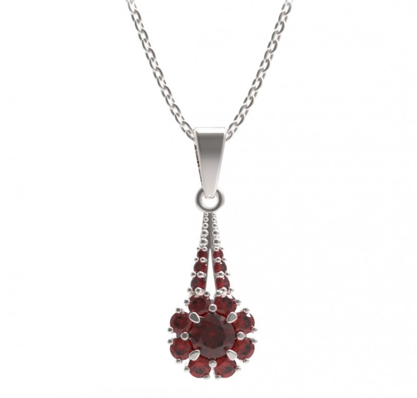 BG přívěs kruhováho tvaru 497-G Stříbro 925 - rhodium Granát