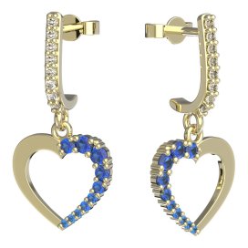 BeKid dívčí náušnice srdíčko 1251 Žluté zlato - 585 Tmavě modrý kubický zirkon