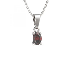 BG přívěs s centrálním oválným kamenem 710 Stříbro 925 - rhodium Granát