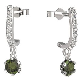 BG vltavínové náušnice 870 Bílé zlato - 585 Vltavín a diamant