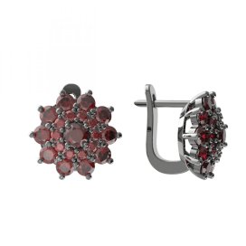 BG náušnice vsazený český granát 947 Stříbro 925 - ruthenium (30-90dní) Granát