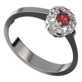 BG zlatý prstýnek 764 Bílé zlato - 585 Červený kubický zirkon