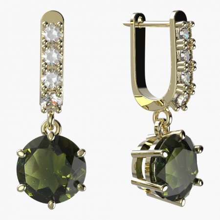 BG moldavite earrings - 681 - Switching on: Screw, Metal: White gold 585, Stone: Moldavite