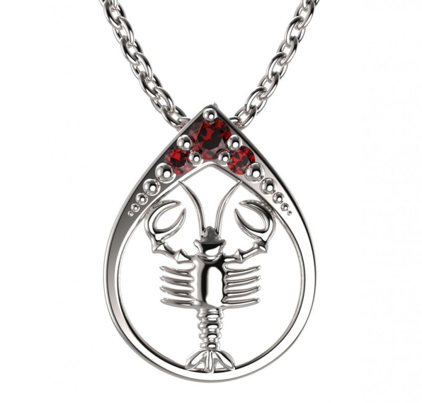 BG granátový přívěšek Rak 047 Stříbro 925 - rhodium Granát