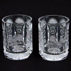 set of two crystal hand cut glasses Šafránek 3602+3603