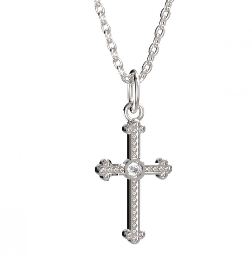BeKid dětský přívěšek křížek 1110 Bílé zlato - 585 Diamant