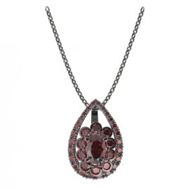 BG přívěs s centrálním oválným kamenem 517-90 Stříbro 925 - ruthenium (30-90dní) Granát