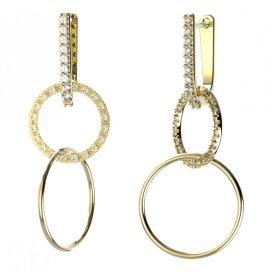 BG zlaté náušnice 1163+92 Žluté zlato - 585 Bílý kubický zirkon
