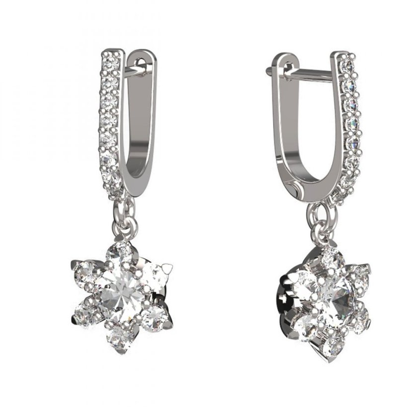 BG zlaté náušnice hvězdička 978 Bílé zlato - 585 Diamant