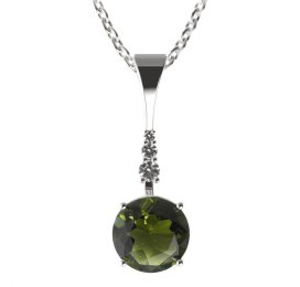 BG přívěs kruhového tvaru 475-B Stříbro 925 - rhodium Vltavín a  kubický zirkon