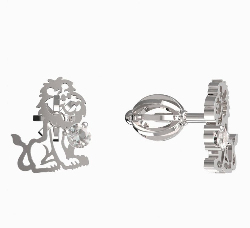 BeKid dětské náušnice lev 1191 Bílé zlato - 585 Diamant