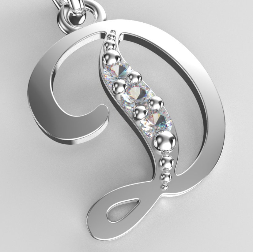 BeKid dětský zlatý přívěsek písmenko D - 1513 Bílé zlato - 585 Diamant