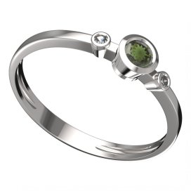BG vltavínový prsten 551L Bílé zlato - 585 Vltavín a diamant