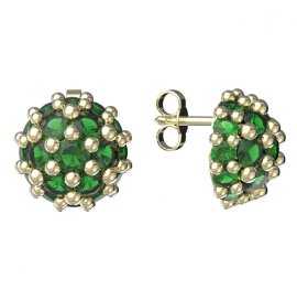 BG zlaté náušnice 992 Žluté zlato - 585 Zelený kubický zirkon