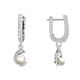 BeKid dětské náušnice 1242 s bílou perlou Bílé zlato - 585 Diamant