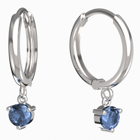 BeKid, Gold kids earrings -782 - Switching on: Circles 15 mm, Metal: White gold 585, Stone: Light blue cubic zircon