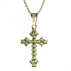 BG zlatý přívěšek křížek 263 Žluté zlato - 585 Zelený kubický zirkon