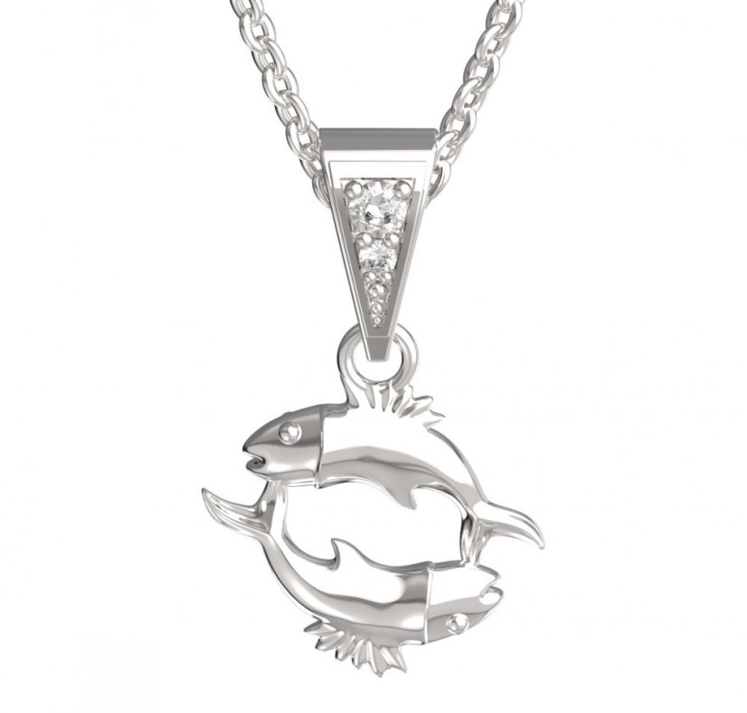BG zlatý přívěšek Ryby 040 Bílé zlato - 585 Diamant