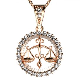 BG zlatý diamantový přívěšek Váhy 045 Růžové zlato 585 (30-90dní) Diamant lab-grown