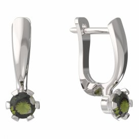 BG vltavínové náušnice 556 Bílé zlato - 585 Vltavín