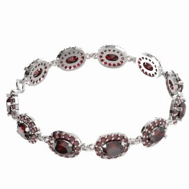 BG náramek vsazený český granát 728 Bílé zlato - 585 Granát