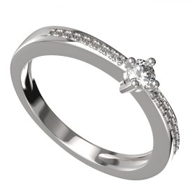 BG zlatý diamantový prstýnek 1441 /zásnubní-snubní/ Bílé zlato - 585 Diamant lab-grown