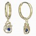 BeKid, Gold kids earrings -1192 - Switching on: Circles 15 mm, Metal: Yellow gold 585, Stone: Dark blue cubic zircon