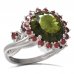 BG prsten s kulatým kamenem 512-P - Kov: Stříbro 925 - rhodium, Kámen: Vltavín a granát