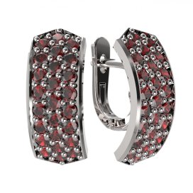 BG náušnice vsazený přírodní granát  861 Bílé zlato - 585 Granát