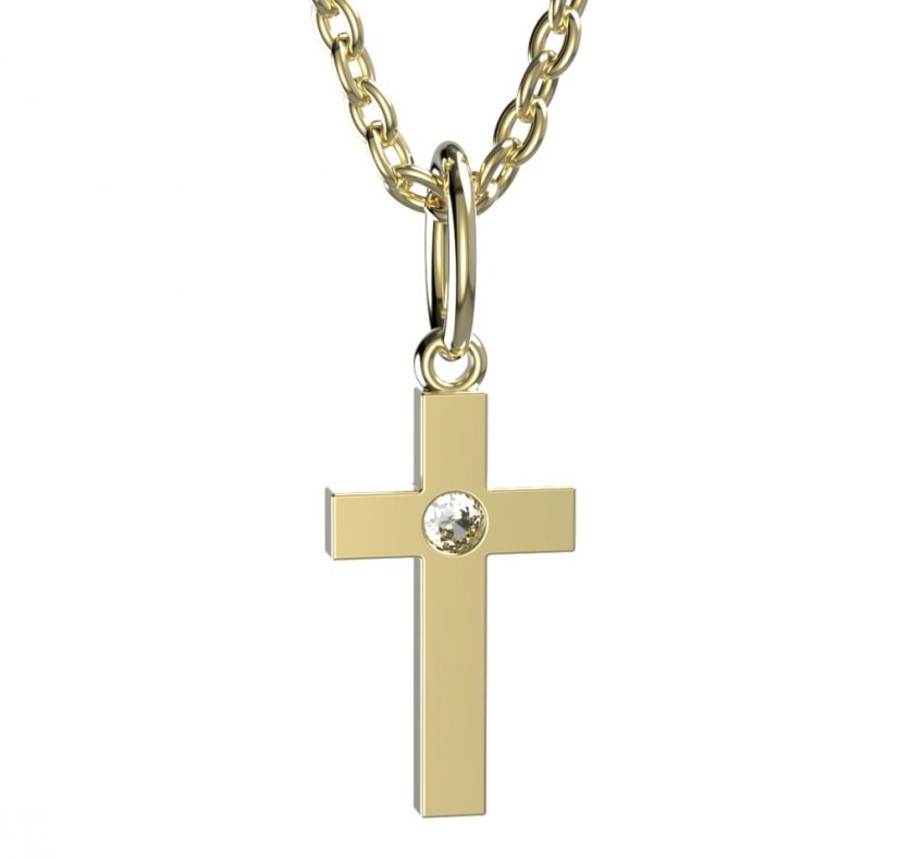 BeKid dětský přívěšek křížek 1104 Žluté zlato - 585 Diamant