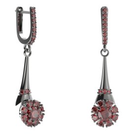 BG náušnice kruhováho tvaru 497-C91 Stříbro 925 - ruthenium (30-90dní) Granát