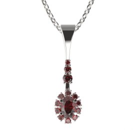 BG přívěs s centrálním oválným kamenem 498-B Stříbro 925 - rhodium Granát