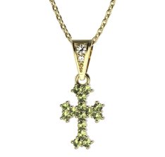 BG zlatý přívěšek křížek 267 Žluté zlato - 585 Zelený kubický zirkon