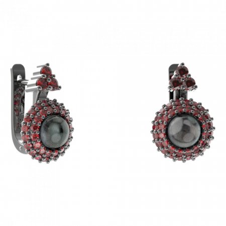BG náušnice s přírodní perlou 540-87 - Kov: Stříbro 925 - rhodium, Kámen: Granát a perla