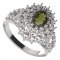 BG prsten oválný 001-Y - Kov: Stříbro 925 - rhodium, Kámen: Vltavín a granát