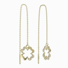 BeKid dívčí náušnice čtyřlístek 1170 Žluté zlato - 585 Bílý kubický zirkon