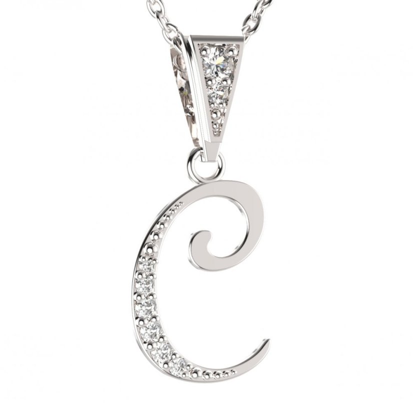 BG zlatý přívěsek písmenko C - 1212 Bílé zlato - 585 Diamant