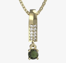 BG zlatý přívěšek 725 Žluté zlato - 585 Vltavín a diamant