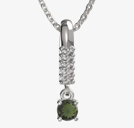 BG zlatý přívěšek 725 Bílé zlato - 585 Vltavín a diamant