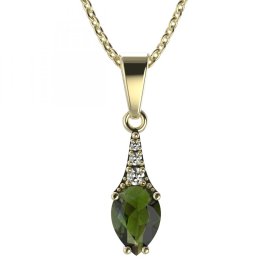 BG přívěs vsazen vltavín  637 Žluté zlato - 585 Vltavín a diamant