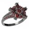 BG prsten ve tvaru hvězdy 521-G - Kov: Stříbro 925 - rhodium, Kámen: Vltavín a granát