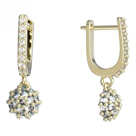 BG zlaté náušnice kytička 850 Žluté zlato - 585 Diamant