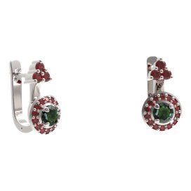 BG náušnice kruhového tvaru 541-87 Stříbro 925 - rhodium Vltavín a granát