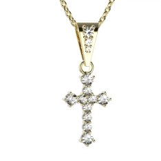 BG zlatý diamantový přívěšek křížek 256 Žluté zlato - 585 Diamant lab-grown
