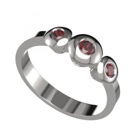 BG prsten přírodní broušený granát   739 Stříbro 925 - rhodium Granát