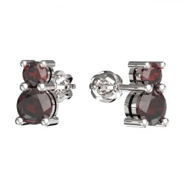 BG  náušnice s granátem nebo vltavínem 746 Stříbro 925 - rhodium Granát