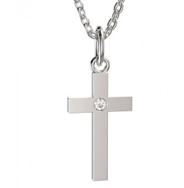 BeKid dětský přívěšek křížek 1103 Bílé zlato - 585 Diamant
