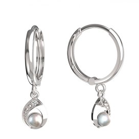 BeKid dětské náušnice 1242 s bílou perlou Bílé zlato - 585 Bílý kubický zirkon