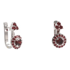 BG náušnice kruhového tvaru 541-87 Stříbro 925 - rhodium Granát