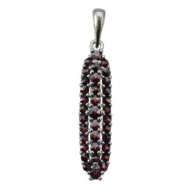 Stříbrný přívěsek s českým granátem, ruthenium – 859